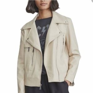 Elizabeth and James Elizabeth & James Faux Leather Cream Moto Zip Jacket